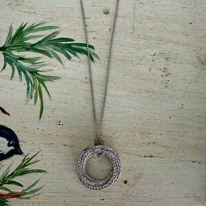 David Yurman~ pave circle pendant necklace with adjustable chain.